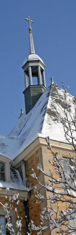 Close up of Haggar College spire