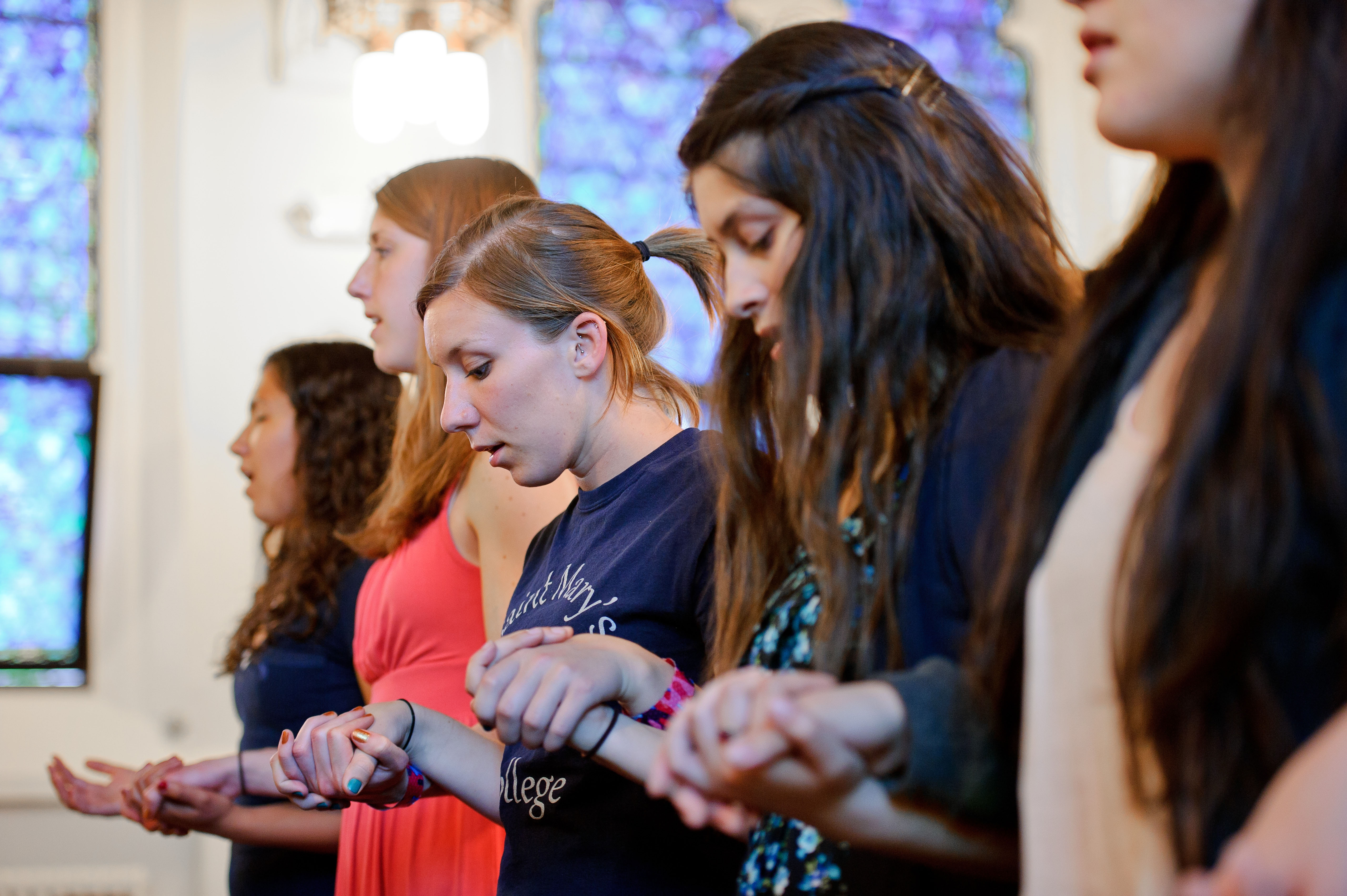 Students pray together in Holy Spirit Chapel