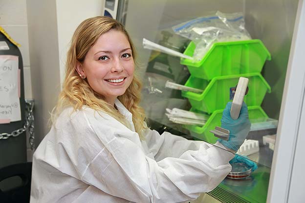 Makayla Schmitt ’17 seen in the science lab