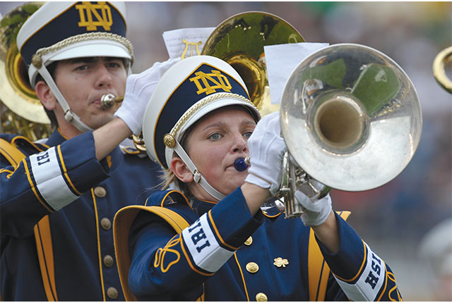 Saint Mary's student in ND Marching Band