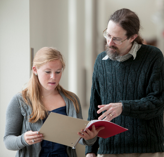 Student/Professor discussion at Saint Mary's College – Notre Dame, IN