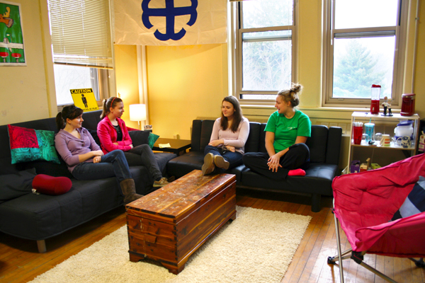 Hanging out in Holy Cross Dorm Room