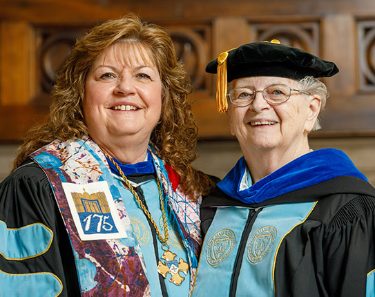 Interim President Nancy Nekvasil with Sister Kathleen Reilly 