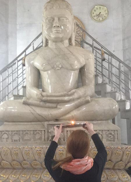 Faculty member Molly Gower studies Jainism.