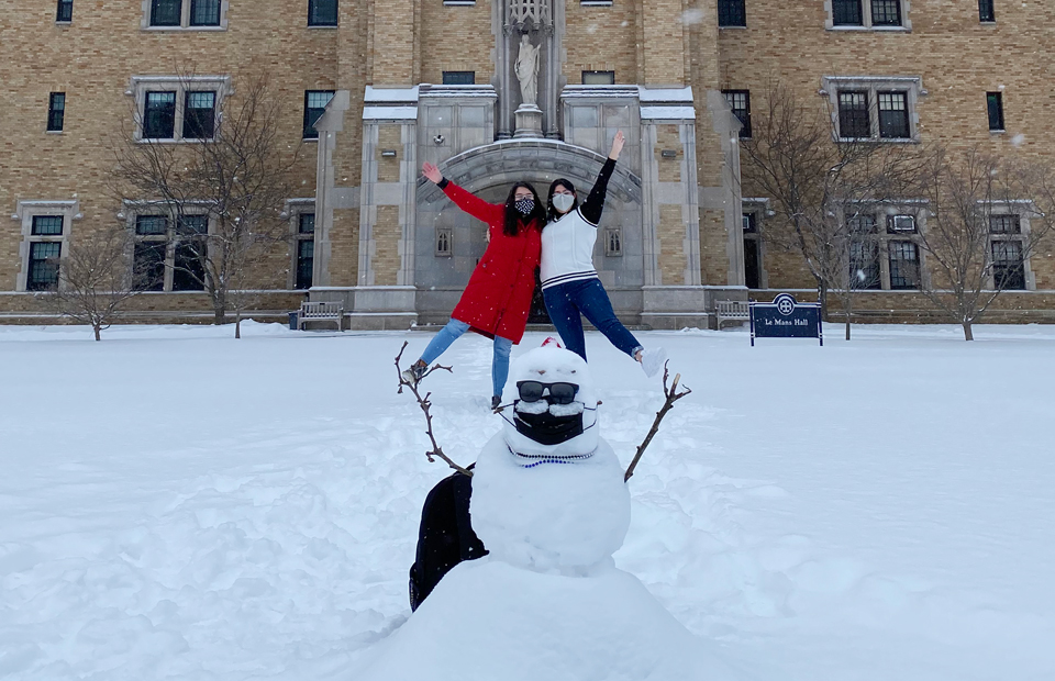 snowman and students