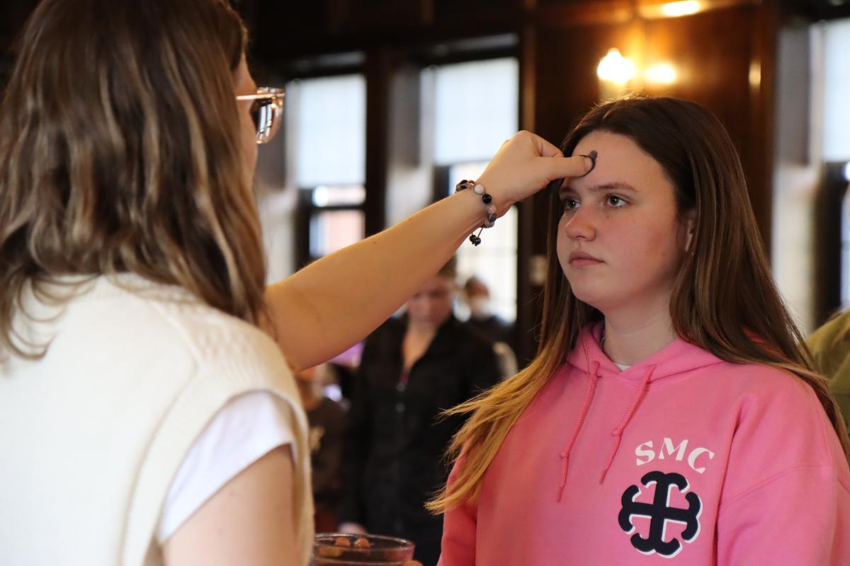 Student at Saint Mary's receives ashes