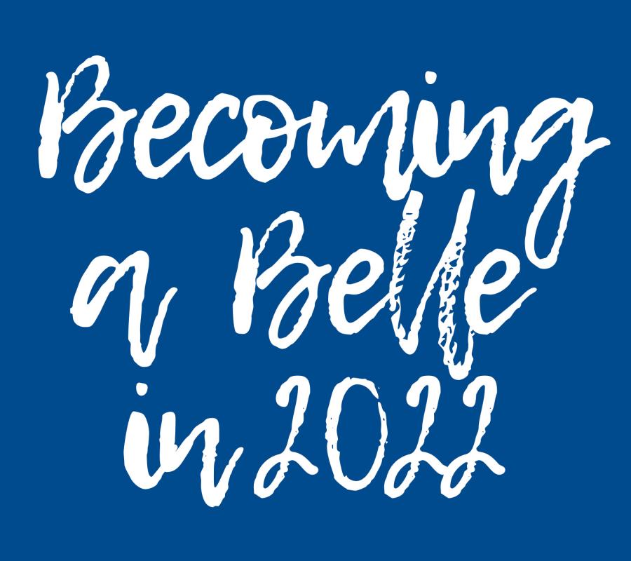Becoming A Belle in 2022 Blue Square Graphic