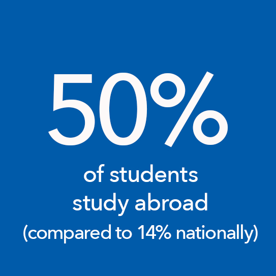 50% of students study abroad
