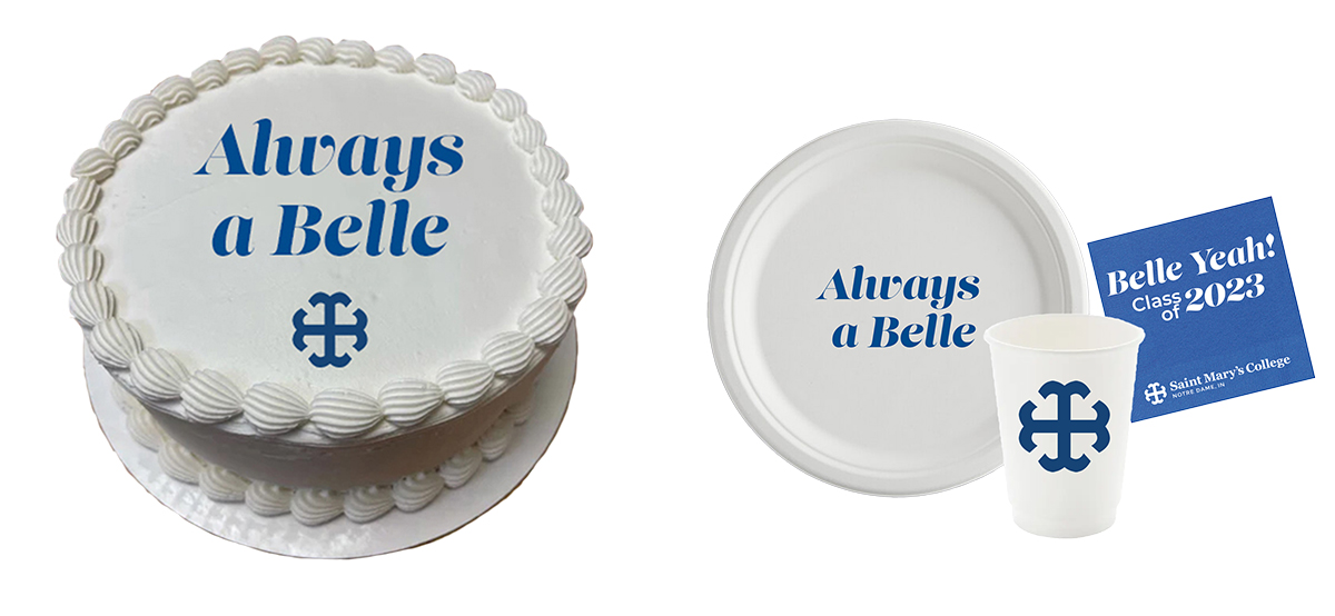 Samples of cake, plate, napkin, & Button use