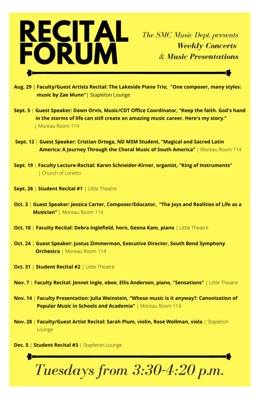 Recital Forum schedule
