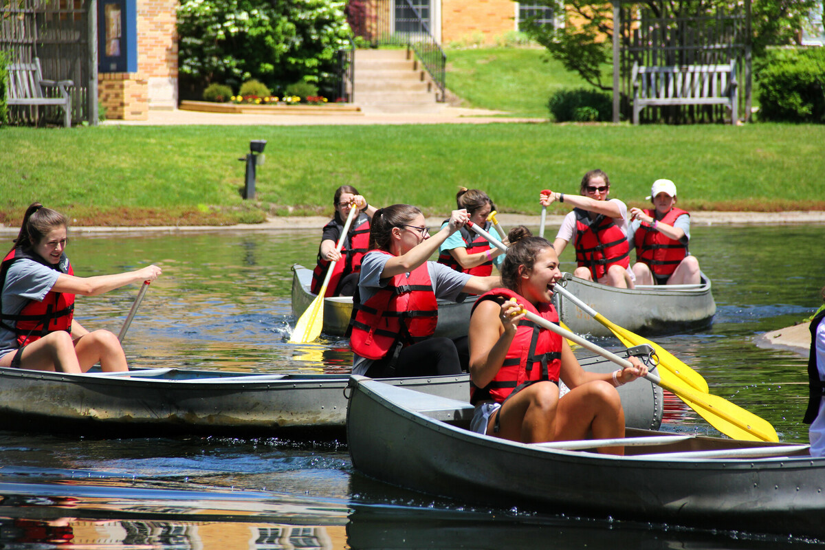 Students in canoes