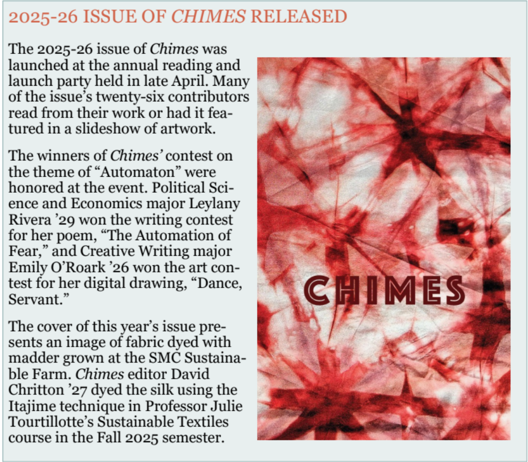 The cover of the 2026 Chimes 