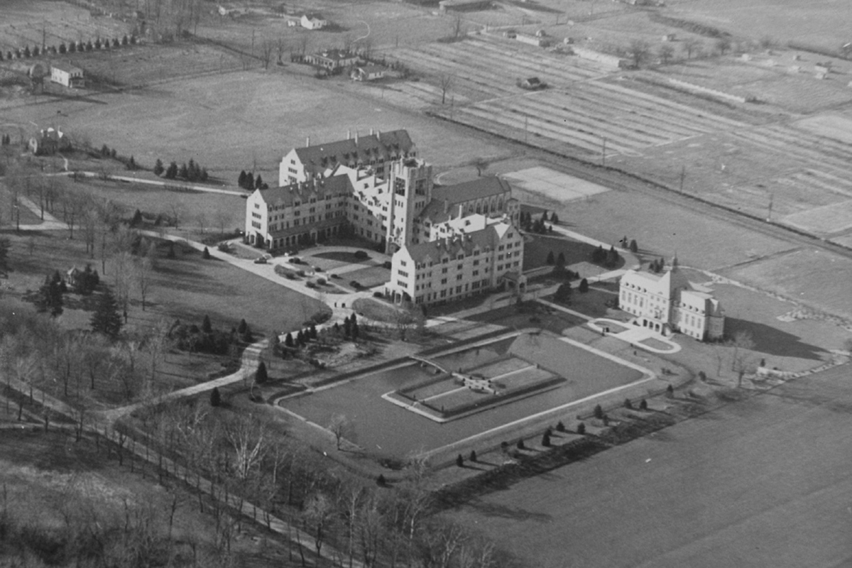 Saint Mary's College historical campus aerial shot
