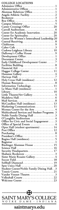 Saint Mary's College Campus Map Building List