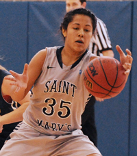 Shanlynn Bias tracks down a loose ball in the second half against Trine.