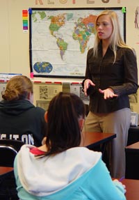 student teaching in a classroom
