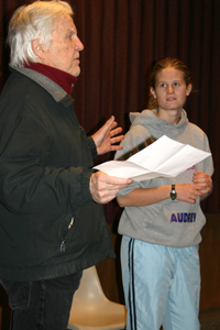 Actor Anthony Zerbe works with Audrey Marrah '10