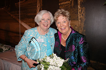 Humanitas Award recipient Mary Kay Brady Turner ’64 poses with Saint Mary's College President Carol Ann Mooney.