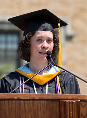 Co-valedictorian Annie Bulger '12, a mathematics major and native of Minneapolis, offers her valedictory at Commencment.