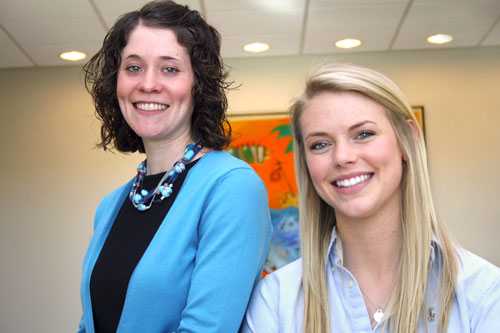 Co-valedictorians Annie Bulger '12, left, and Krystal Holtcamp '12