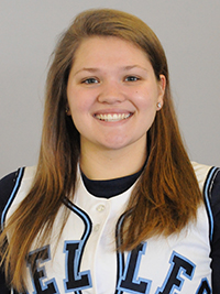 Caitlyn Migawa hit her first collegiate home run while leading the Belles with 2 RBIs.