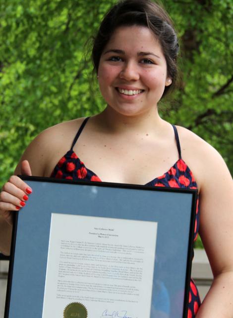 Carla Leal '13, 2012 recipient of the Saint Catherine Medal.