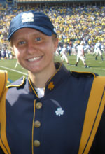 ashley crish in notre dame marching band uniform