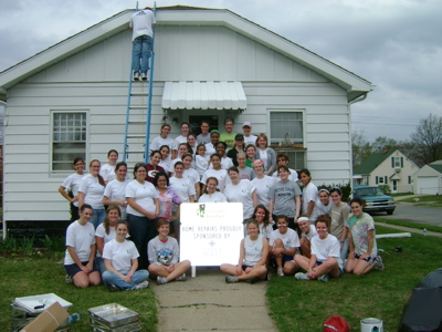 Volunteers at house