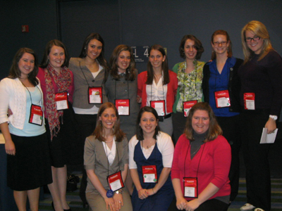 Front row l-to-r - Maggie McNicholas, Beth Murphy, Emily Beier Back row l-to-r - Annie Boyce, Colleen Hogan, Teresa Healey, Christine Martens, Molly Gaffney, Caitlin Smith, Laura Kaminsky, and Becky Eckstein