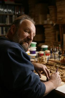 Toymaker George Efta, pictured here in his South Bend workshop.