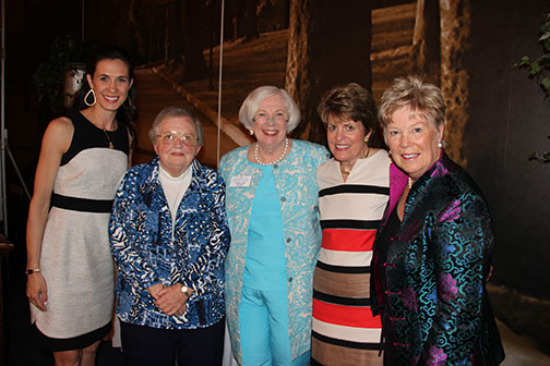 The 2014 Alumnae Association Award Recipients pictured with Saint Mary's College President Carol Ann Mooney, center. From left to right are Jill Moore Clouse '99, Ann Korb '59, Mary Acker Klingenberger '79, and Mary Kay Brady Turner '64.