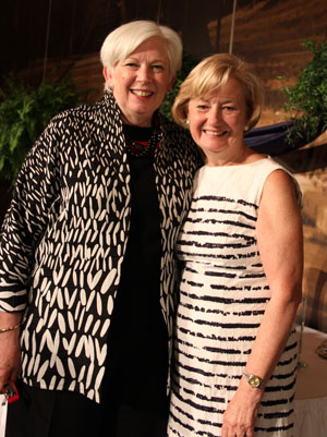 Saint Mary's College President Carol Ann Mooney '72 poses with Kitty Plunkett Freidheim '67 following the Reunion Banquet.