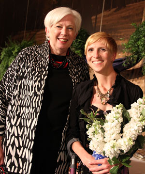 Saint Mary's College President Carol Ann Mooney '72 poses with Sarah Mahoney '04 following the Reunion Banquet.