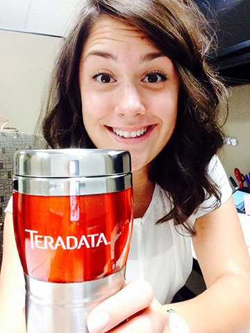 UPDATE: Sara Napierkowski started her Orr Fellow position at Teradata in June. Here she is on her first day on the job.