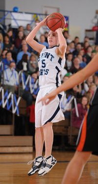 Patsy Mahoney scored her 1,000th career point in the Belles' win over Bluffton.