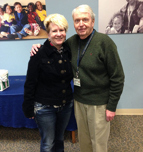 Terri L. Russ is pictured here with Peter Lombardo, director of community involvement at the Center for the Homeless. He is one of those who nominated her for the award.