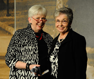 Saint Mary's College President Carol Ann Mooney, left, and Sheila Conlin Brown '56