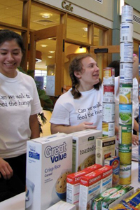 Students collect food for Walk for the Hungry and Holy Cross Harvest, two more hunger-related events going on at the College this week.