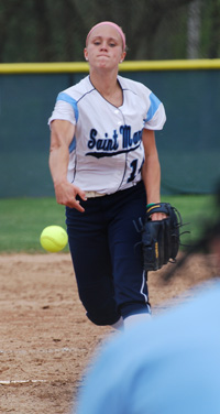 Angela Gillis earned the game-two win and went 5-for-6 at the plate on the day.