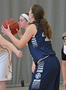 Ariana Paul shoots a free throw in the first half at Olivet. (Photo courtesy Geoff Henson, Olivet SID)