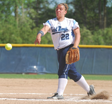Callie Selner threw all 13 innings on the day for the Belles.