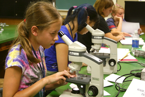 Forensic Science campers study the clues.