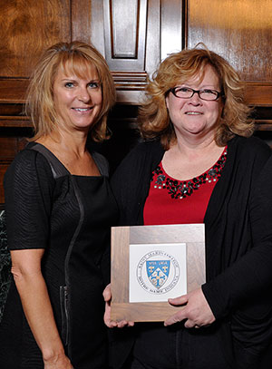 On the right is Jayne Kendle, associate professor of nursing, with Marijo Rogers Kelly '77. Professor Kendle was presented The Kevin J. (ND ’77) and Marijo Rogers Kelly ’77 Service Award. 