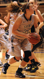 Krista Knapke makes a move to the basket for a shot on Wednesday night.