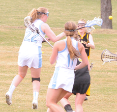 Sarah Neeser scores the Belles' second goal on Saturday.