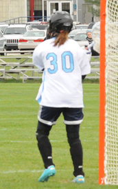 Stephanie Szymas had 11 saves and six ground balls against Albion.