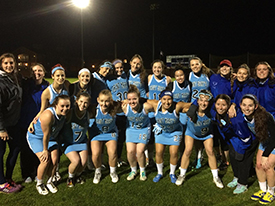 The Belles lacrosse team poses for a photo after their win at Linfield (photo courtesy of Liz Palmer)