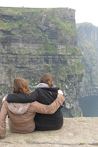 Olivia, right, and her friend, Megan Dempsey '12, admire the Cliffs of Moher in County Clare, Ireland.