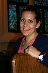 Olivia in the Le Mans Hall chapel