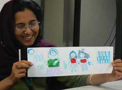 Razia shares her future profile, a visual representation of what she hopes to do in their future, working to advance girls’ education in Afghanistan.